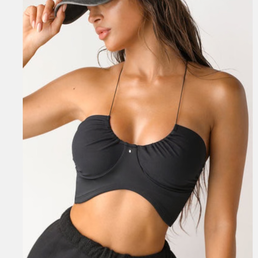 Joah Brown Sueded Onyx Curve Scrunch Tank XS/S NWT